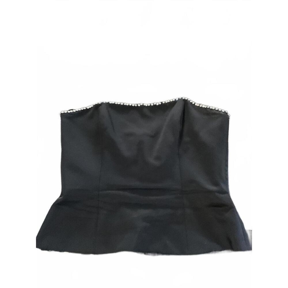 Jovani New York Black Silk Strapless Camisole with Rhinestone/ Boning Size 8